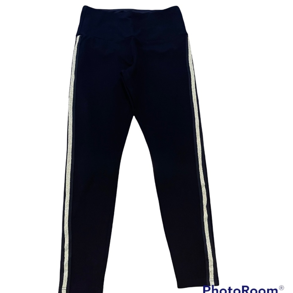 Ruby Ribbon Black Leggings with Gold Stripe Size Large